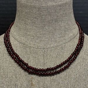 Double Stranded 17-inch Garnet Bead Necklace #5462